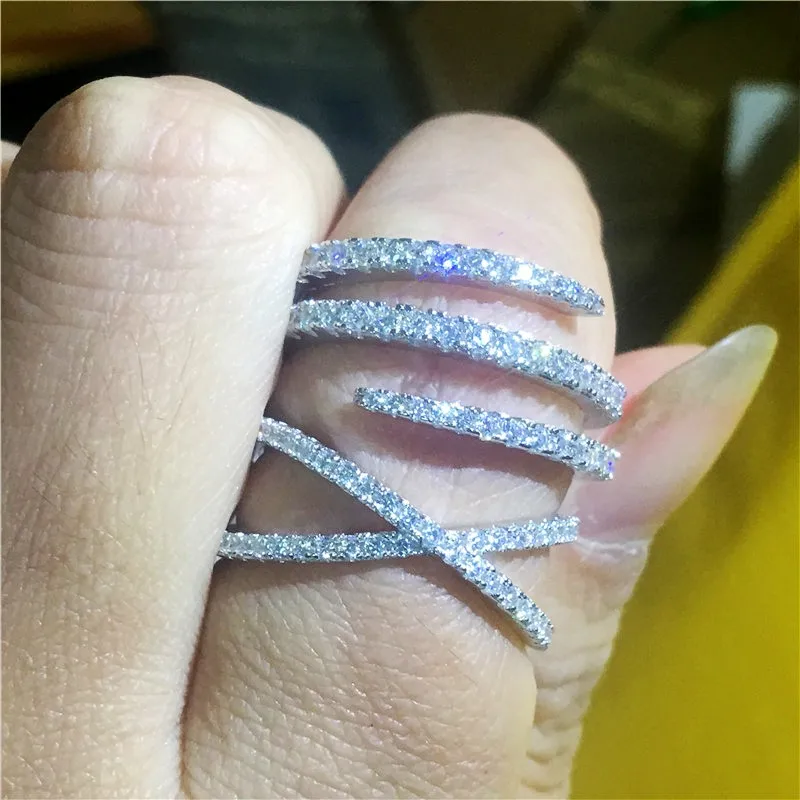 Женское массивное кольцо, 925 пробы, серебряное, проложенное, AAAAA cz, обручальное, обручальное, кольца для женщин, свадебные, с крестом, вечерние, ювелирное изделие