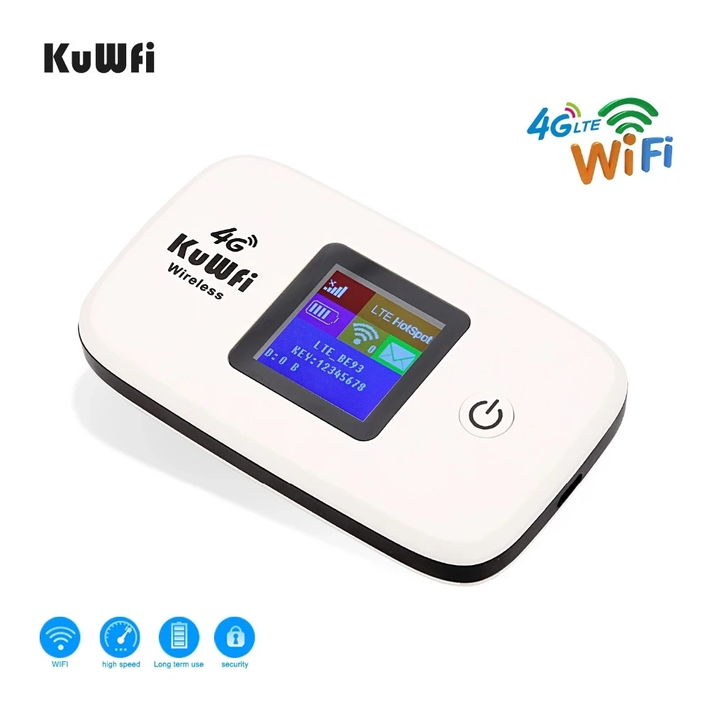 KuWfi Mobile Hotspot Router 4G 150Mbps LTE Router 2400mAH Battery High Speed Internet Hotspot Portable Wifi Router for Travel