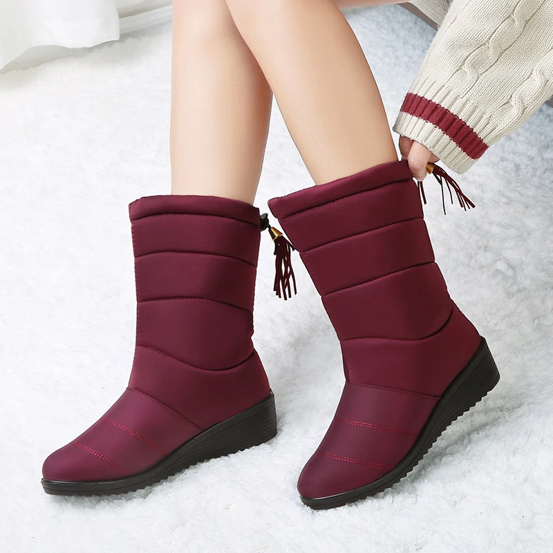 Botas de invierno cálidas para mujer 2019 a moda cómodas planas con botines para mujer botas de nieve con cremallera botas zapatos de mujer |Botas nieve| - AliExpress