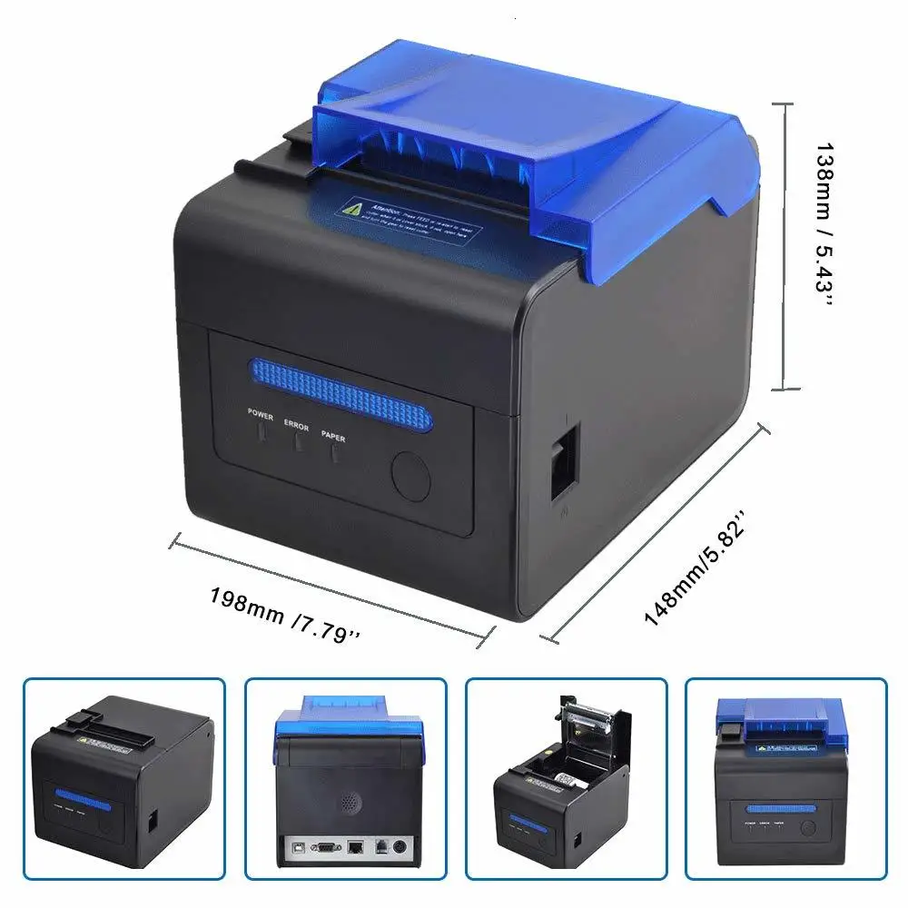 Bluetooth WI-FI Printher Термальность получения 80 мм кухонный принтер со звуковой сигнал бипера и автоматическим резаком печать логотипа 300 мм/сек