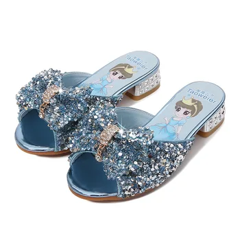 

Fashion Summer Kids Butterfly-knot Princess Slippers Bow-knot With Crystal Sequined Shoes For Girls Children Gorgeous Sandals