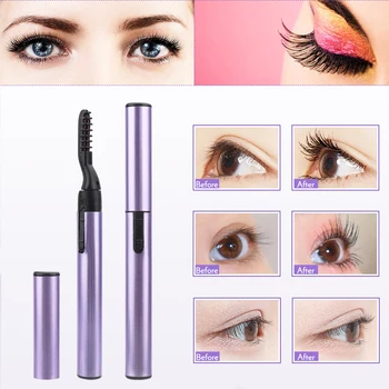 

1Pc Women Portable Electric Heated Eyelash Curler With Eyelashes Brush Pen Shape Head Mascara Long Lasting Curling Makeup Tool