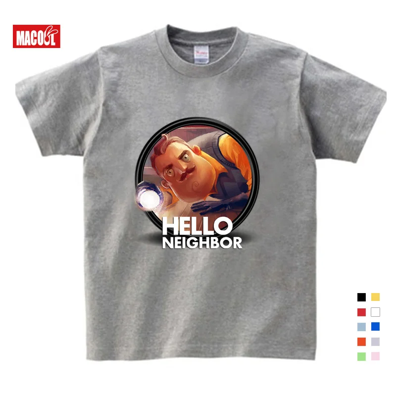 Г. От 2 до 12 лет толстовки с капюшоном «Hello neighor» из маленького хлопка детские рубашки для мальчиков, рубашка подростковая одежда для девочек, толстовки и свитера От 2 до 8 лет - Цвет: T-shirt