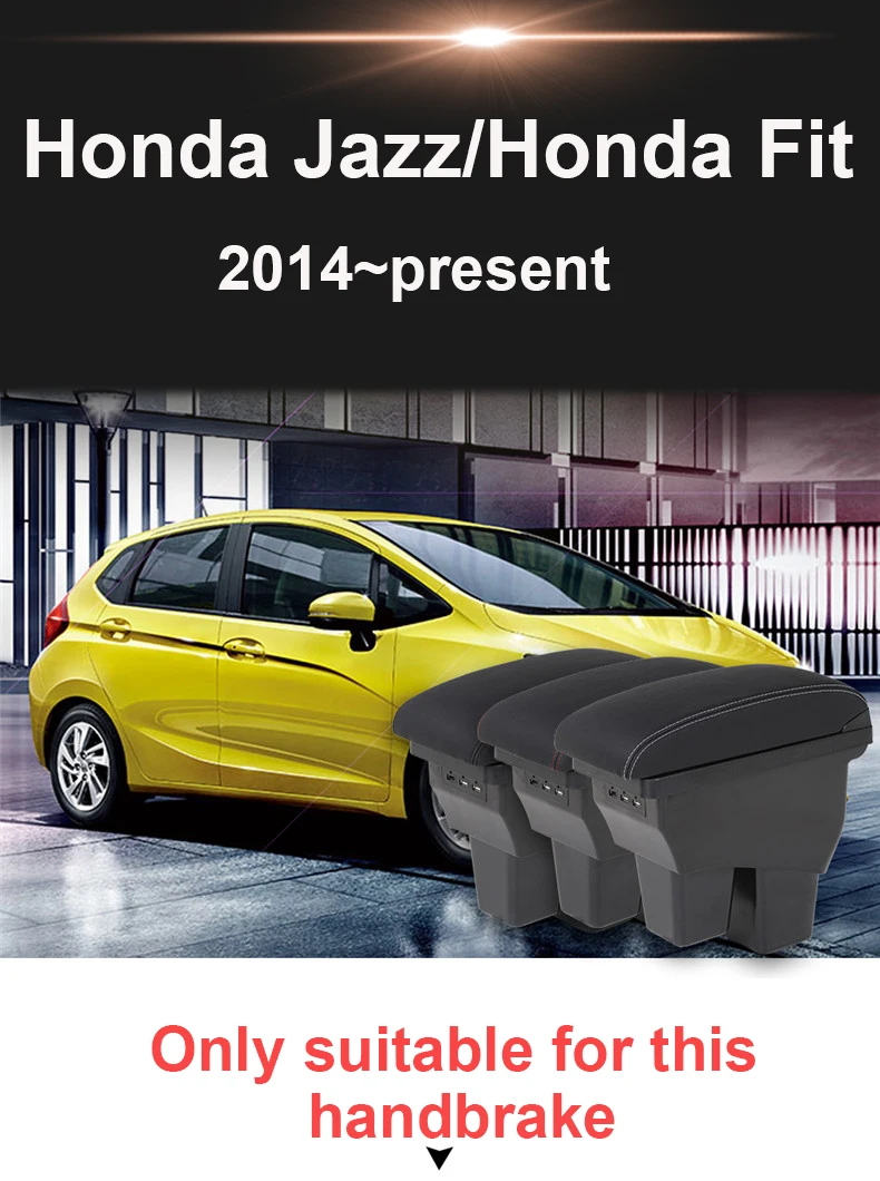 Для Honda Jazz Fit подлокотник коробка Универсальная автомобильная центральная консоль smart forfour caja модификация двойной поднят с USB без сборки