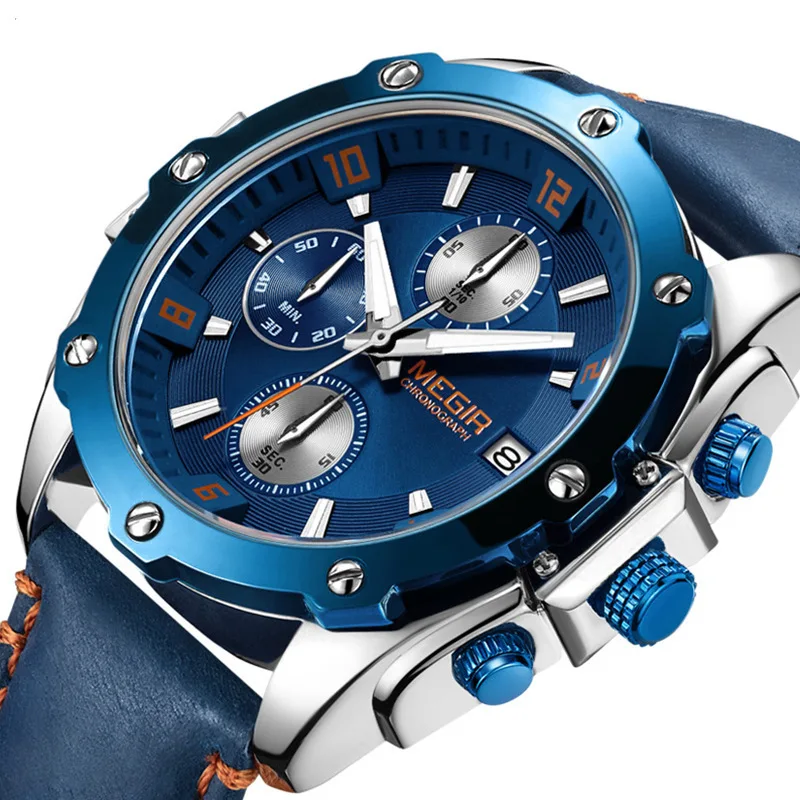 

Mei gainer M Egir Multi-functional Timing for Both Men And Women Genuine Leather Quartz Watch 2074M