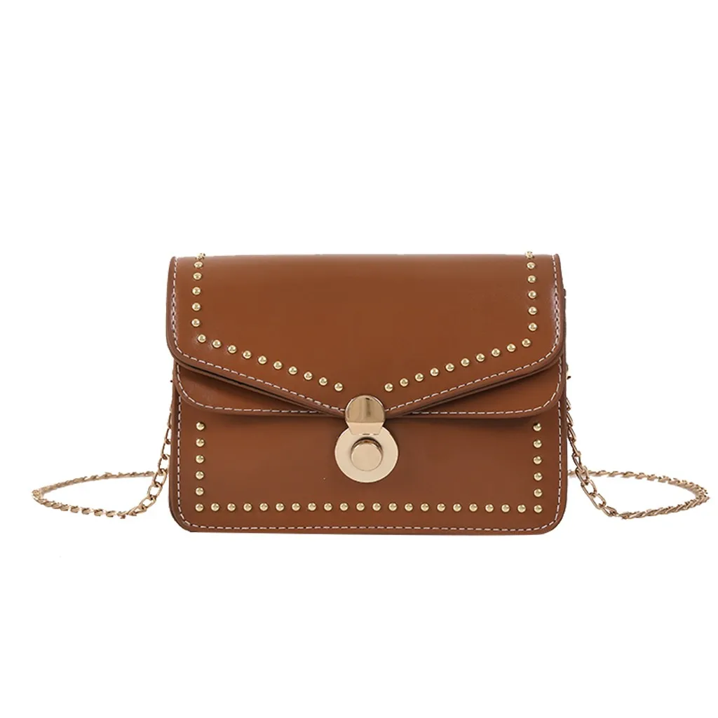 

Women's 2019 New Wild Messenger Bag Leather Fashion Shoulder Bag Personalized Wild Square Bag 1108#C
