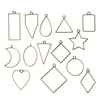 

14Pcs Geometric Shape Metal Frame Set DIY Epoxy Resin UV Crystal Silicone Molds Jewelry Pendant Making