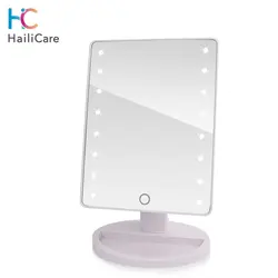 Светодиодный Сенсорный экран зеркало для макияжа профессиональное дамское зеркало с 16/22 светодиодный свет здоровья Красота Регулируемая