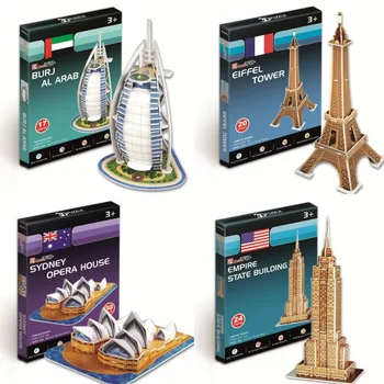 

3d Paper Puzzle Word Famous Buildings Tower Bridge Jigsaw Assembled Model Craft Diy Adult Gifts Educational Toys For Children