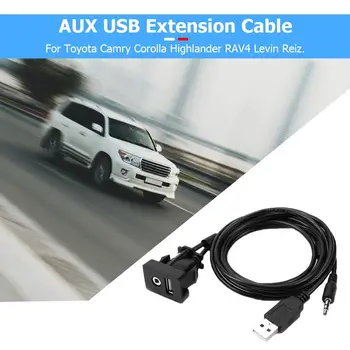 

Car USB Port Panel Auto Boat 3.5mm 1/8 AUX USB Extension Cable Adapter for Toyota Camry Corolla Highlander RAV4 Levin Reiz