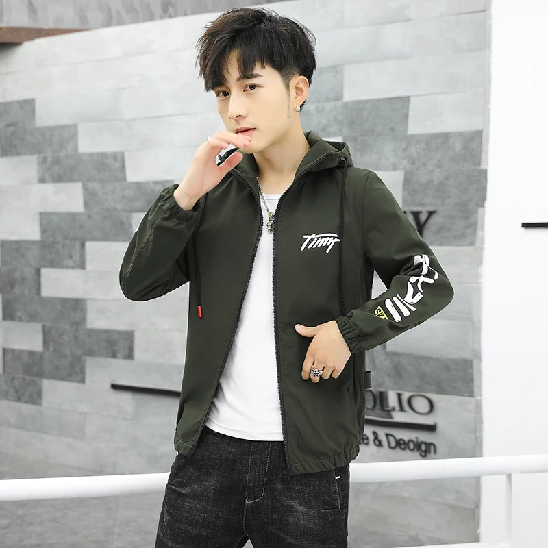 

New jacket men's 2019 spring and autumn fashion coat windbreaker men's slim jacket hooded casual sportswear plus size brand men'