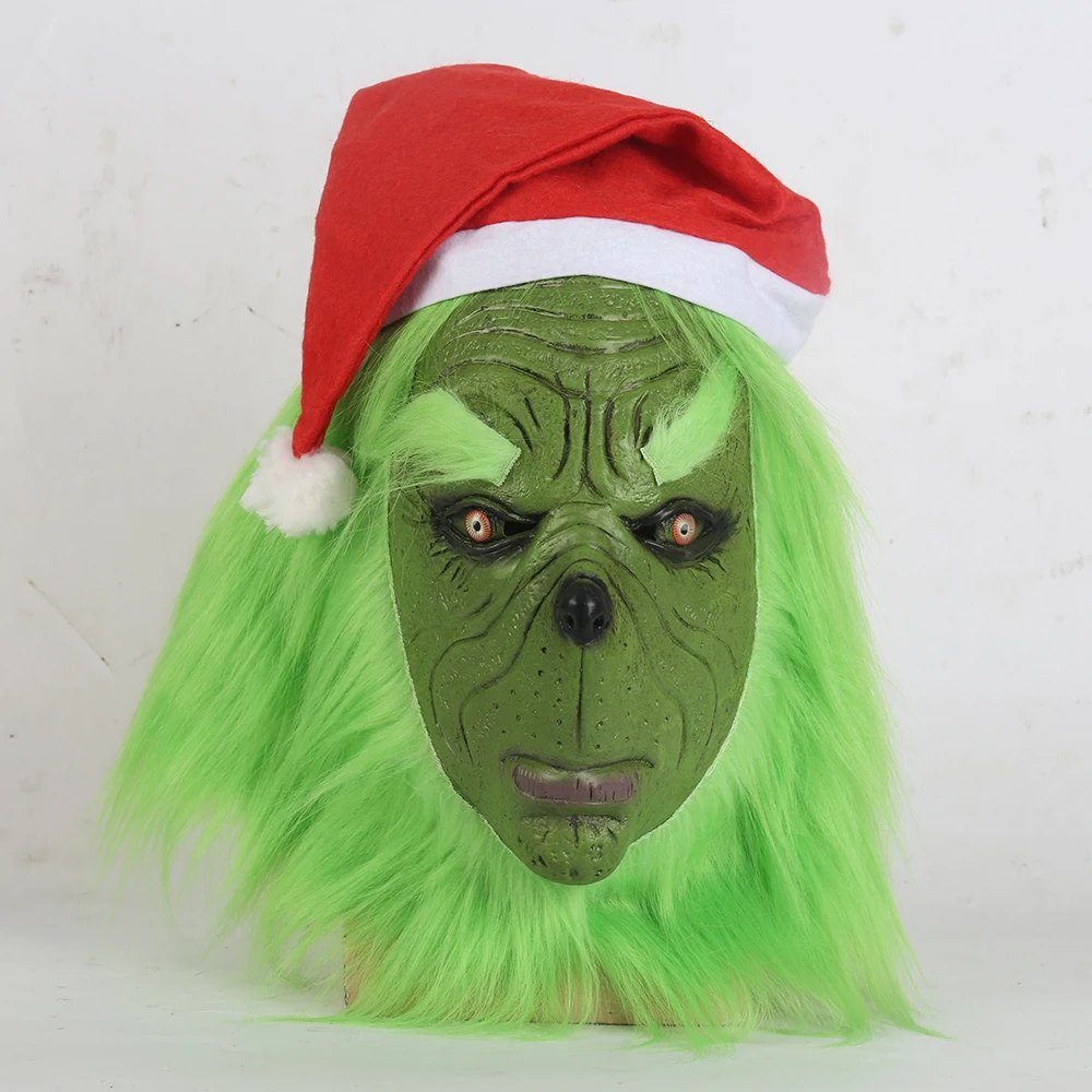 Новая забавная латексная маска на всю голову на Рождество Grinch, карнавальный костюм на Хэллоуин, Вечерние Маски для взрослых, карнавальные маски Grinch