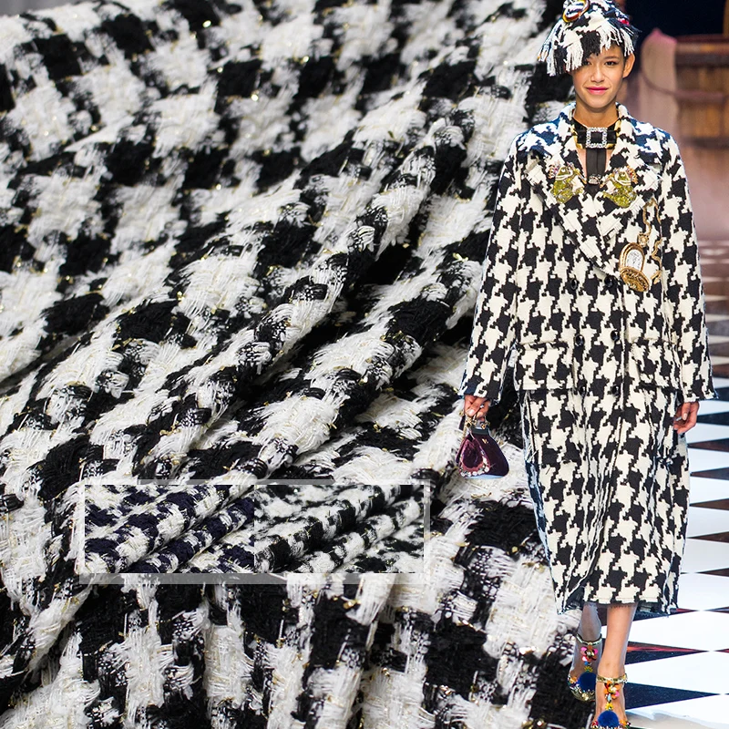 

The cloth France Lurex Houndstooth Tweed Fabrics Autumn Jacket Dress Suits Garment Materials The Sewing Cloth Meter Freeshipping