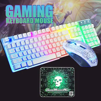 

Pohiks 104 Keys T6 Waterproof Gaming Keyboard And Mouse Set Wired Rainbow Color Backlit Keyboard Mouse for PC Laptop Desktop