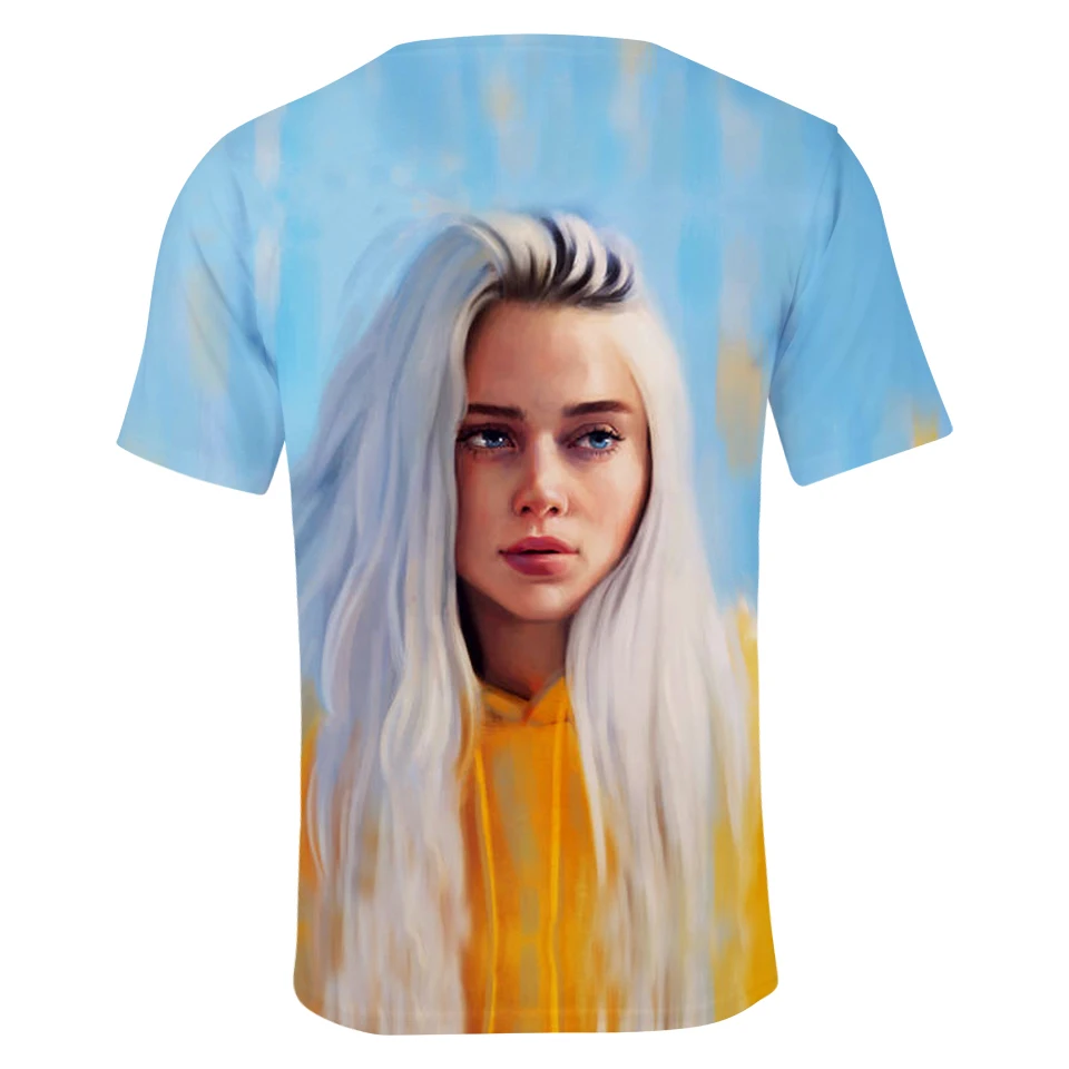 Новая модная футболка Billie Eilish, популярная мужская и женская летняя футболка с короткими рукавами и 3D рисунком, топы для девочек и мальчиков