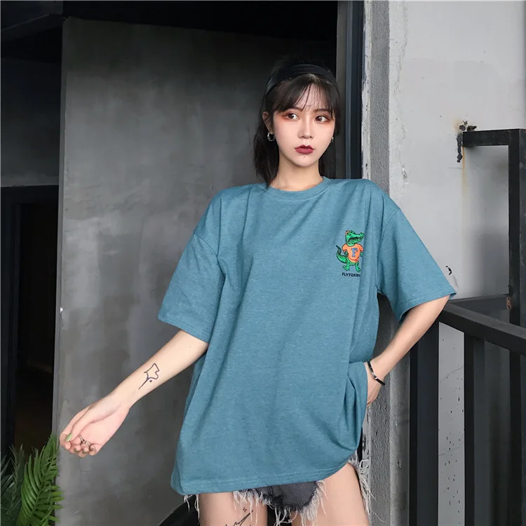 

2019 Spring Summer Women Funny T Shirt Tops Korean Ulzzang Harajuku Printed Short Sleeve T-shirt Couple Casual Tshirt