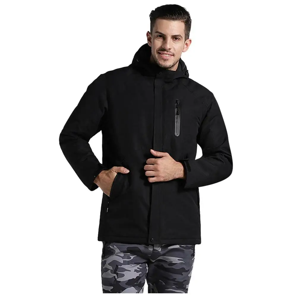 

Plus Size Men Outdoor Hiking Three-speed Temperature Control USB Charging Heating Warm Jackets Waterproof Hooded Coat For Male