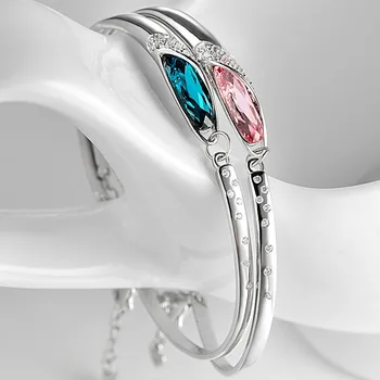 

Jewelry 925 Fine Silver Bracelet Women's Fashion Crystal Silver Bracelet Bracelet Couple Ornament