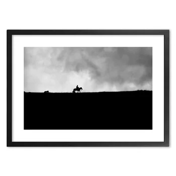 

Black White Man Riding Horse Photography Wall Art Print paper Painting Nordic Posters And Prints Wall Pictures For Living Room
