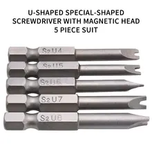5 Teile/satz U Geformt Schraubenzieher Sicherheit Bit Set Tamper Proof Bohrer Schraube Fahrer Bits Hex Schaft Magnetische 50mm fahrer Bits Hand