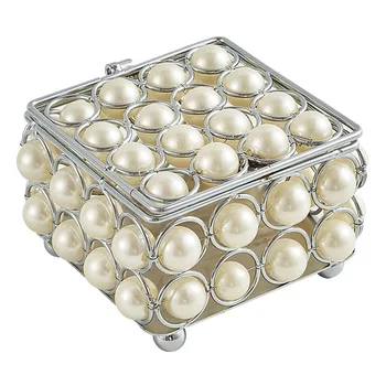 

Chest Lipstick Gift Crystal Pearl Storage Case Ring Display Earring Organizer Portable Luxury Jewelry Box Wedding Trinket