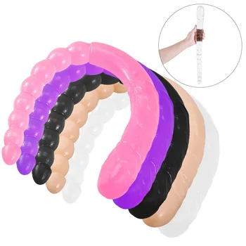 370mm Extra Long Soft Double Head Dildo Toy For Adult Flexible  Jelly Vagina Anal Women Gay Lesbian Ended Dong Penis Artificial 4
