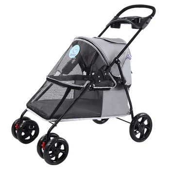 

Four Wheel Small Pet Stroller Carrier for Little Dog and Cats Super Light and Breathable Oxford Pet Strollers Bearing 15KG