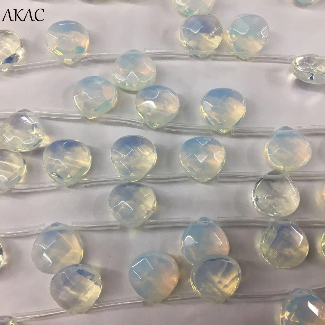 

Approx10*12mm /23beads white opal faceted teardrop stone beads for diy making earrings