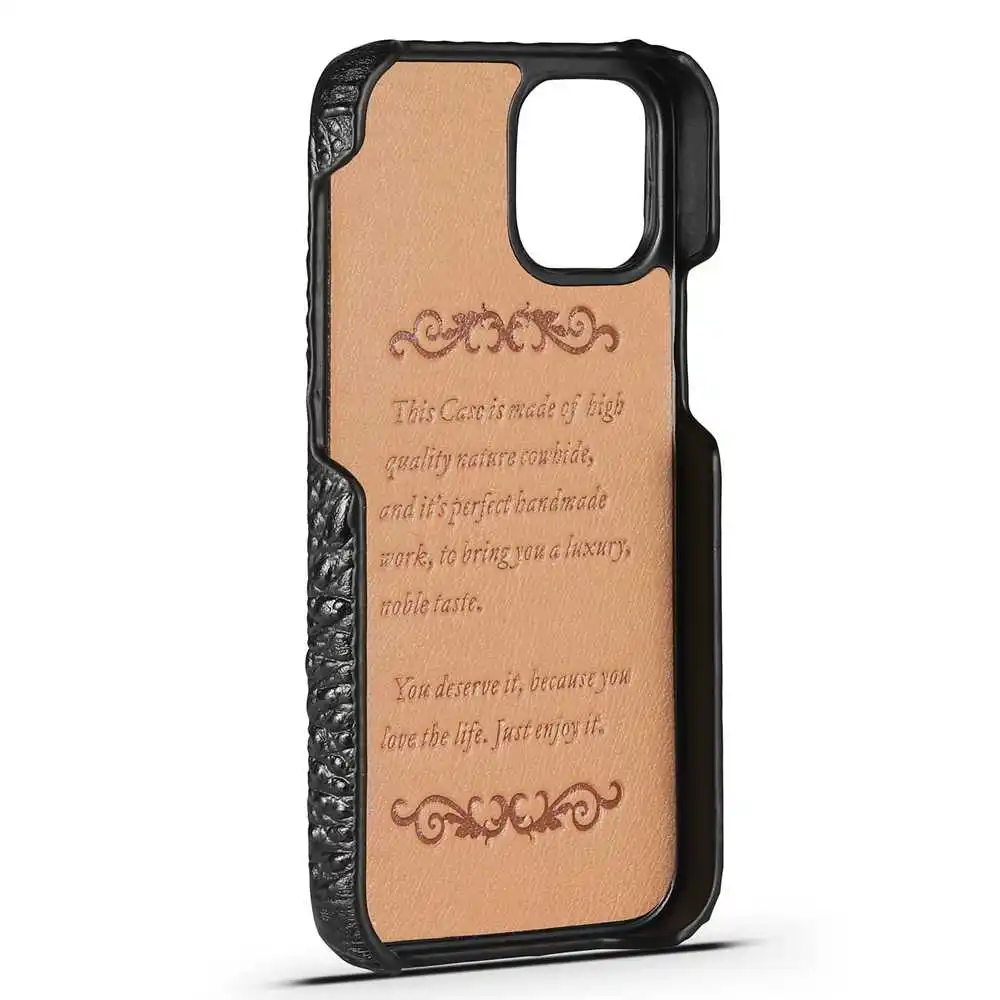 Genuine Cowhide Leather Case For iPhone 14 Pro Max 13 12 3D Crocodile Skull Grain Alligator Head Texture Hard Back Cover Funda