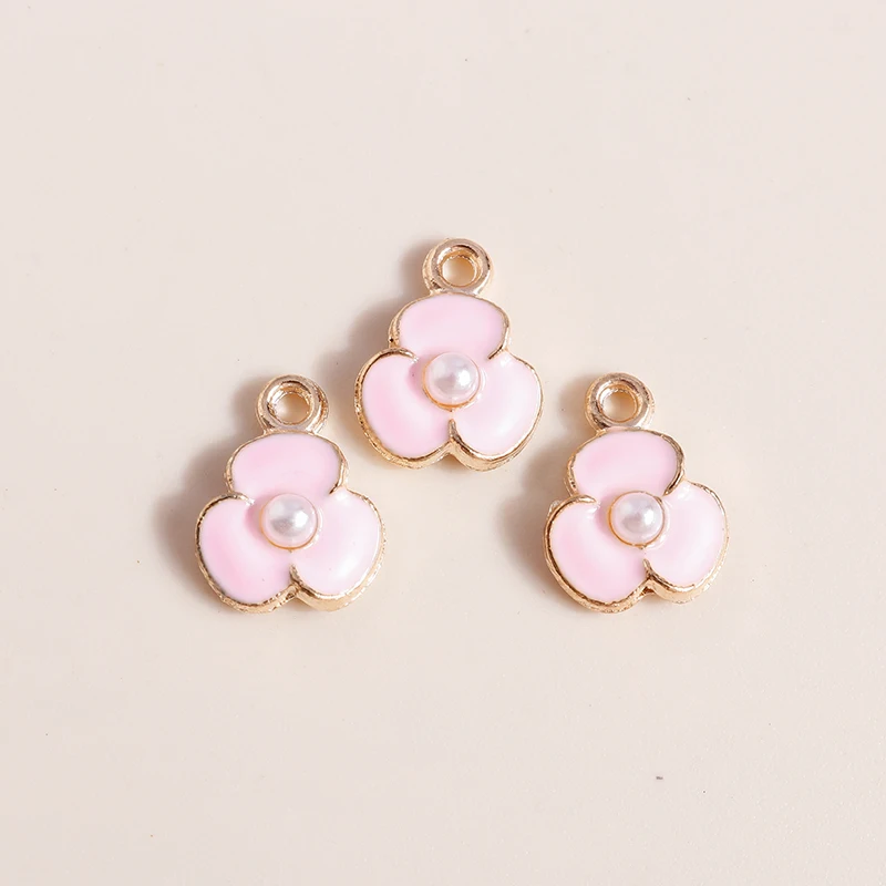 10pcs Enamel Flowers Charms Cute Rose Sakaru Charms Pendants for Necklace Bracelet DIY Jewelry Making Accessories