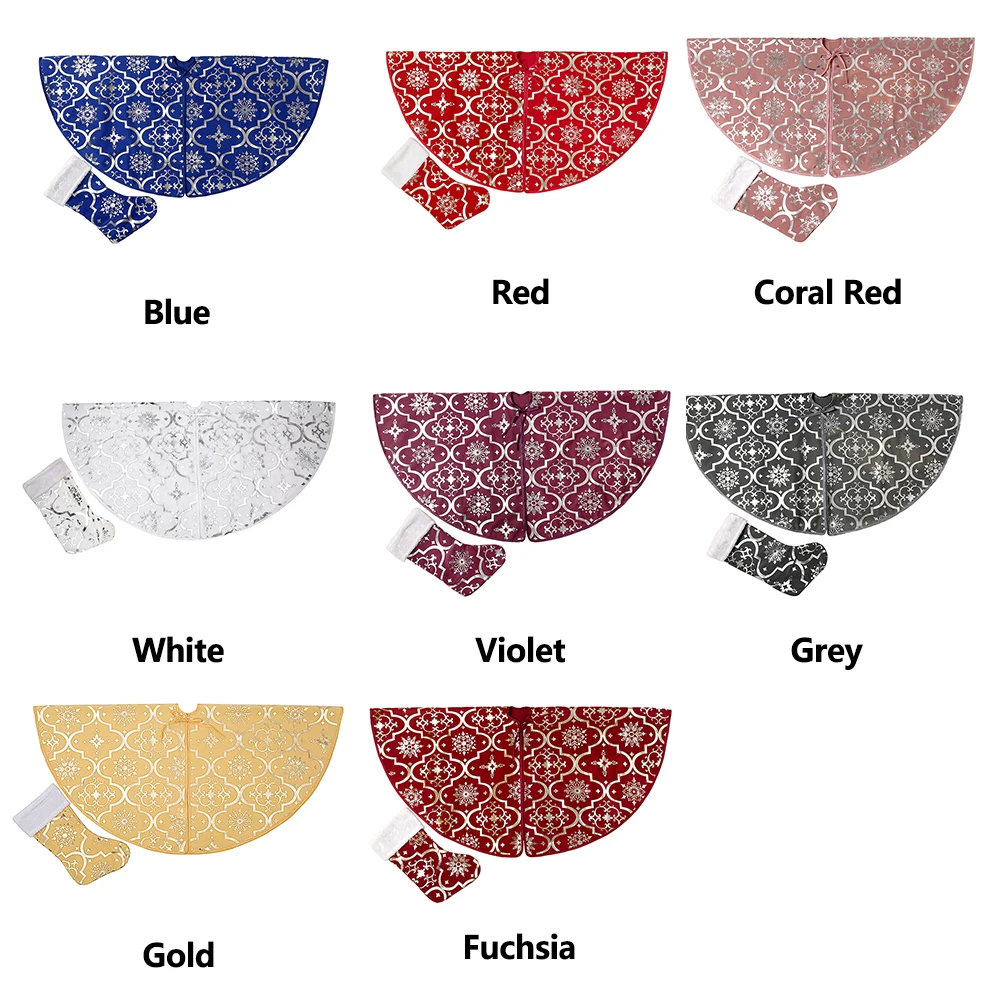 Home Tree Skirt Sock Set Protective Floor Christmas Dustproof Durable Ornament Party Festival Decorative Round Folding