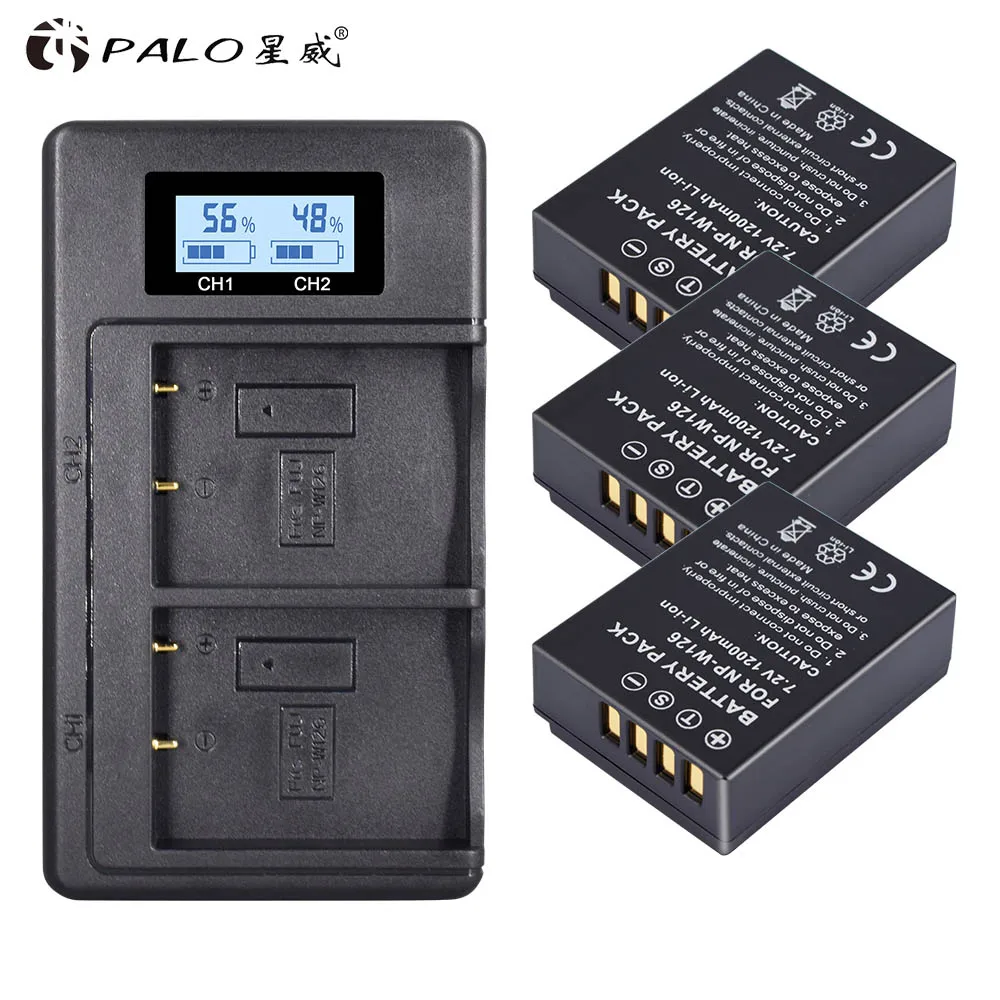 3 шт 1260 mAh NP-W126 NP W126 NPW126 батареи и LCD Dual charger для Fujifilm FinePix HS30EXR, HS33EXR, X-Pro1, X-E1, X-E2, X-M1