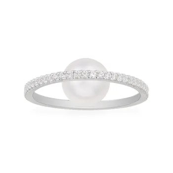 

Baoyocn High Quality Real S925 Sterling Silver Paved Cubic Zirconia Stones Inside Pearl Finger Ring for Women Fashion Jewelry