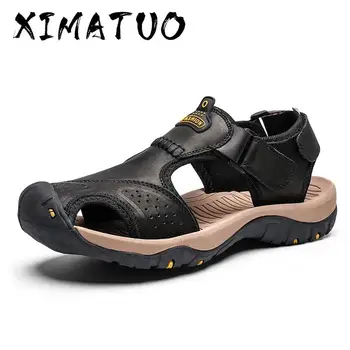 

High Quality Men Sandals Genuine Leather Sandals Summer Casual Shoes Men's Roman Beach Sandals Sandalias De Hombre De Cuero