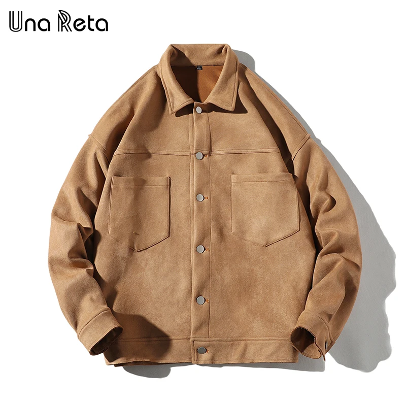 

Una Reta Suede Man Jacket Autumn New Pockets Single-breasted Coat Jackets Men Hip Hop Plus Size Streetwear Patchwork Jacket