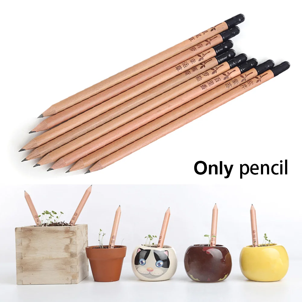 

8pcs Sketching DIY Sprout Seeds Wood Pencils Office Student Writing Pen Utensils Smooth Bonsai Drawing School Stationery