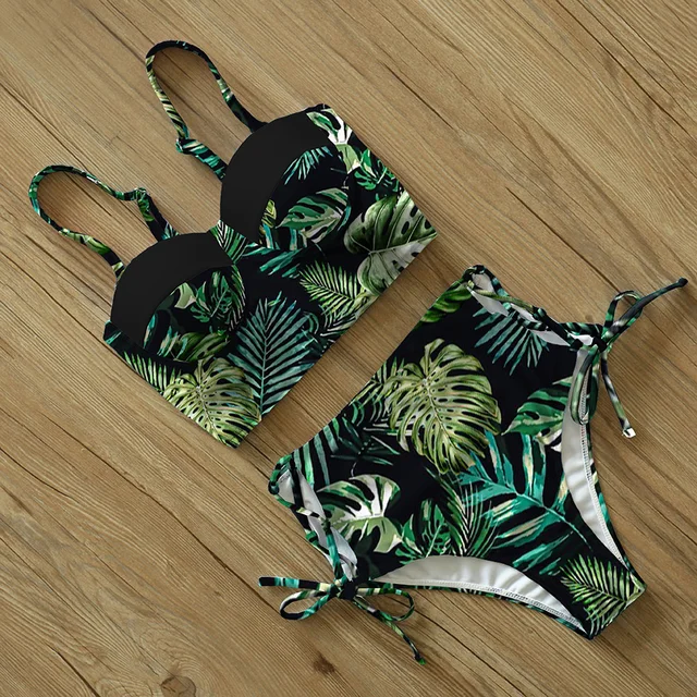 Mujer High Patterned Print Waist Bikini Set 6