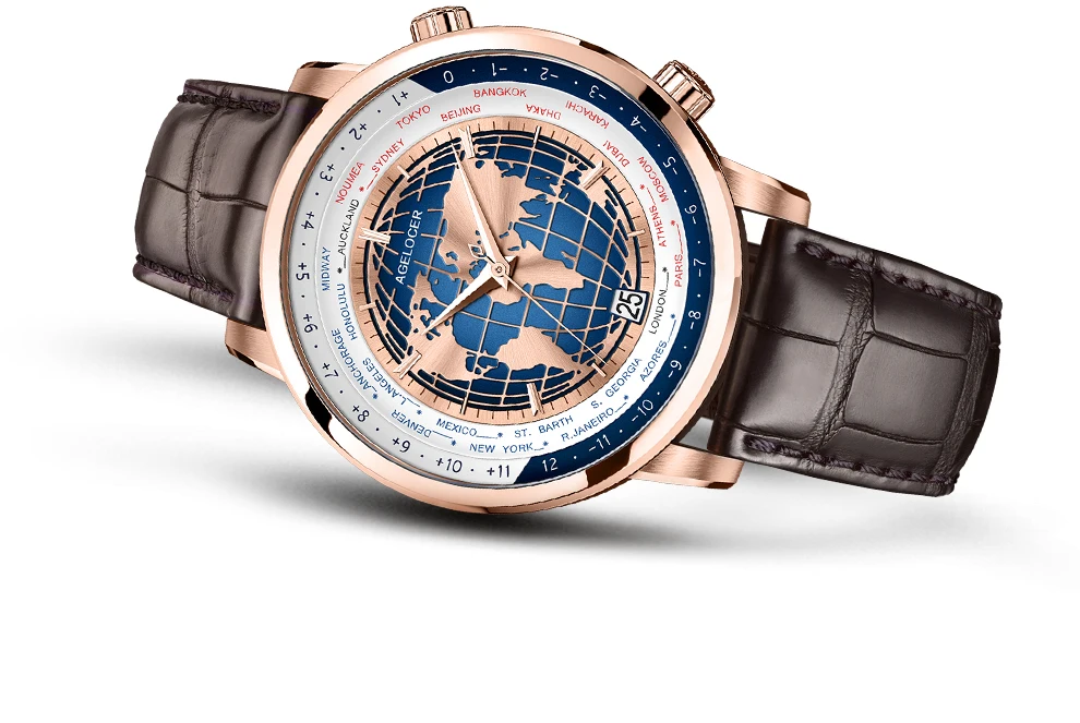 Agelocer брендовые дизайнерские роскошные золотые мужские часы с мировым временем и датой запаса хода автоматические роскошные часы водонепроницаемые часы