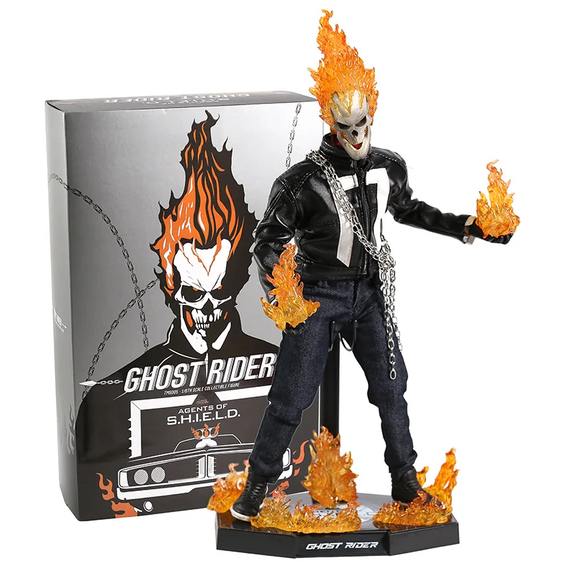 Горячие игрушки Ghost Rider агенты Marvel s.h.i.e.l. D. Щит с светодиодный свет ПВХ, движущаяся фигурка, Коллекционная модель, игрушка - Цвет: box
