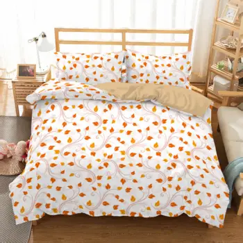 

ZEIMON Fall Leaves Bedding Set Polyester Duvet Cover Set 3D Printed Plant Bedclothes Home Textiles 3pcs Queen Size Bedspread