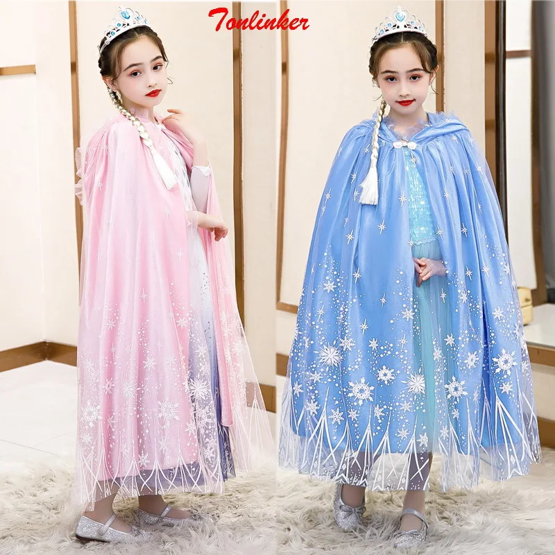 

Christmas Kids Printing Velvets Hooded Cloak Full Length Long Cape Princess Girls Fancy Costume Halloween Party Cosplay Cape