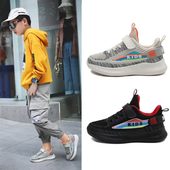 

HOBIBEAR Boy Gym Shoes For Kids Black Summer Children Shoes Breathable Children Boy Running Shoes Brand Teenager Sneakers Boys