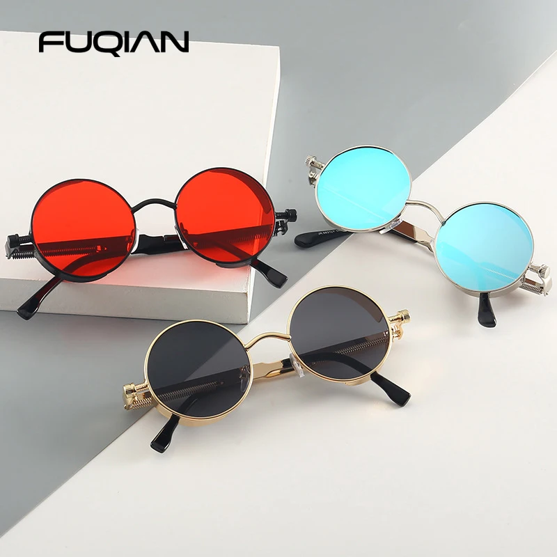 Fashion Gothic Steampunk Sunglasses Men Women Classic Round Metal