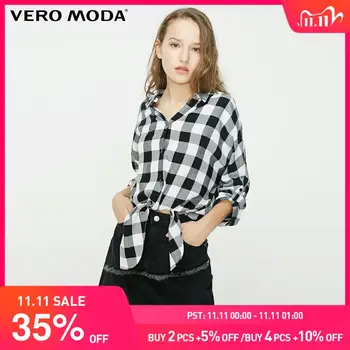 

Vero Moda Women's Retro Plaid V-Neck 3/4 Sleeve Shirt | 319331552