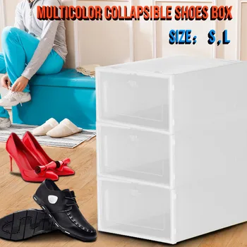 

3PC Foldable Clear Shoes Storage Box Thickened Plastic Stackable Shoe Organizer Transparent Drawer Case Shoe Rack 2020 hot