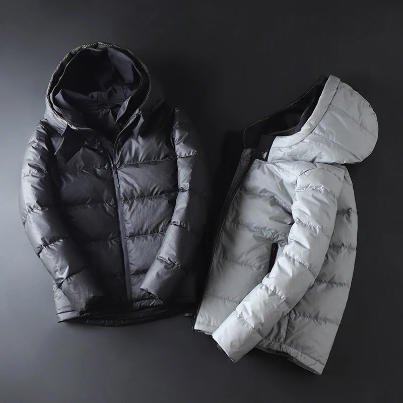 Новая зимняя куртка мужская Высококачественная теплая Толстая куртка зимняя парка мужская теплая верхняя одежда Модная белая куртка на утином пуху Мужская
