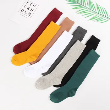 

YSDNCHI Women Girls Long Socks Fashion Breathable Thigh High Over the Knee Socks Elastic Cotton Stockings Black White Colors