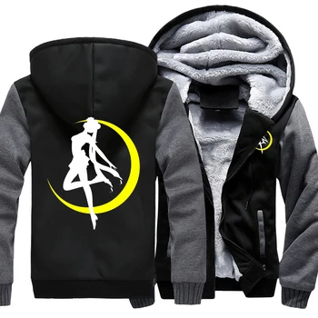

Anime Sailor Moon Tsukino Usagi Hoodie Sweatshirt Men Women Coat Jacket Outwear Thicken Fleece Warm Hoodies Sweatshirts US Size