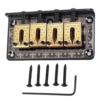 

HOT-4 String Bridge Hard-Tail Fixed with Screws and Wrench Tailpiece Bridge Set for 4 String Cigar Box Guitar Bass Ukulele Parts