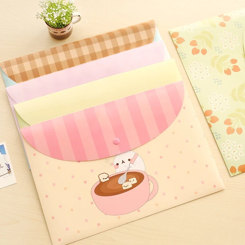 Barato Bolsa de almacenamiento para documentos de conejo A4, organizador de documentos de animales Kawaii, suministros de oficina y escuela, regalo de papelería para niños zl3Jyw9el